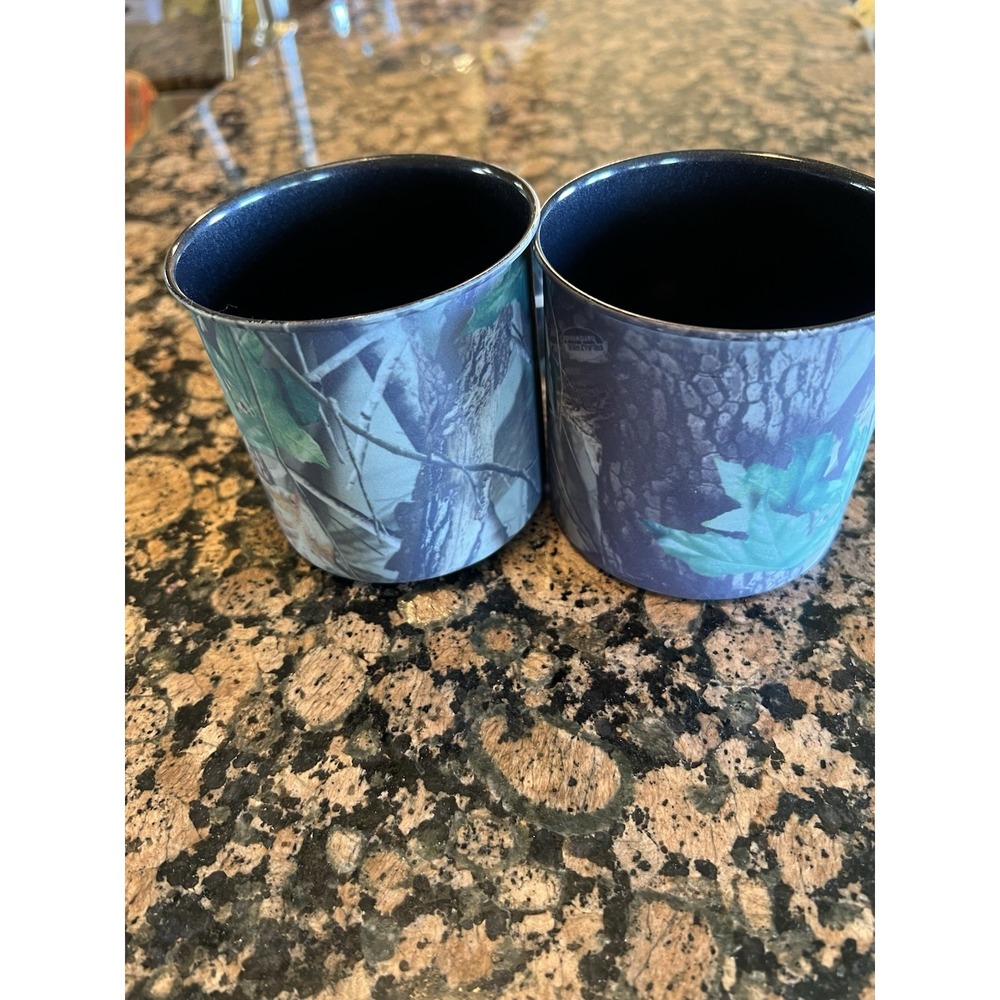 Enamel Realtree Camp Metal Coffee Camping Mug Cups Set Of 2 Soft touch Camo